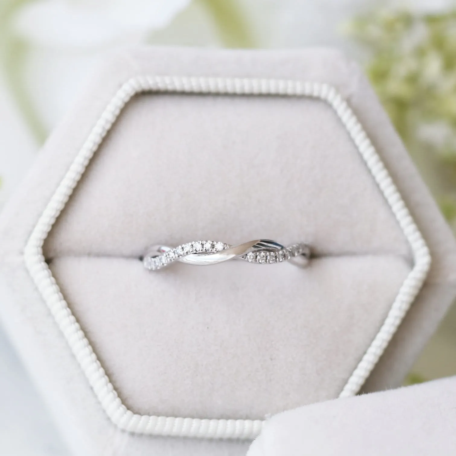 Petite Twisted Vine Diamond Band - Sterling Silver