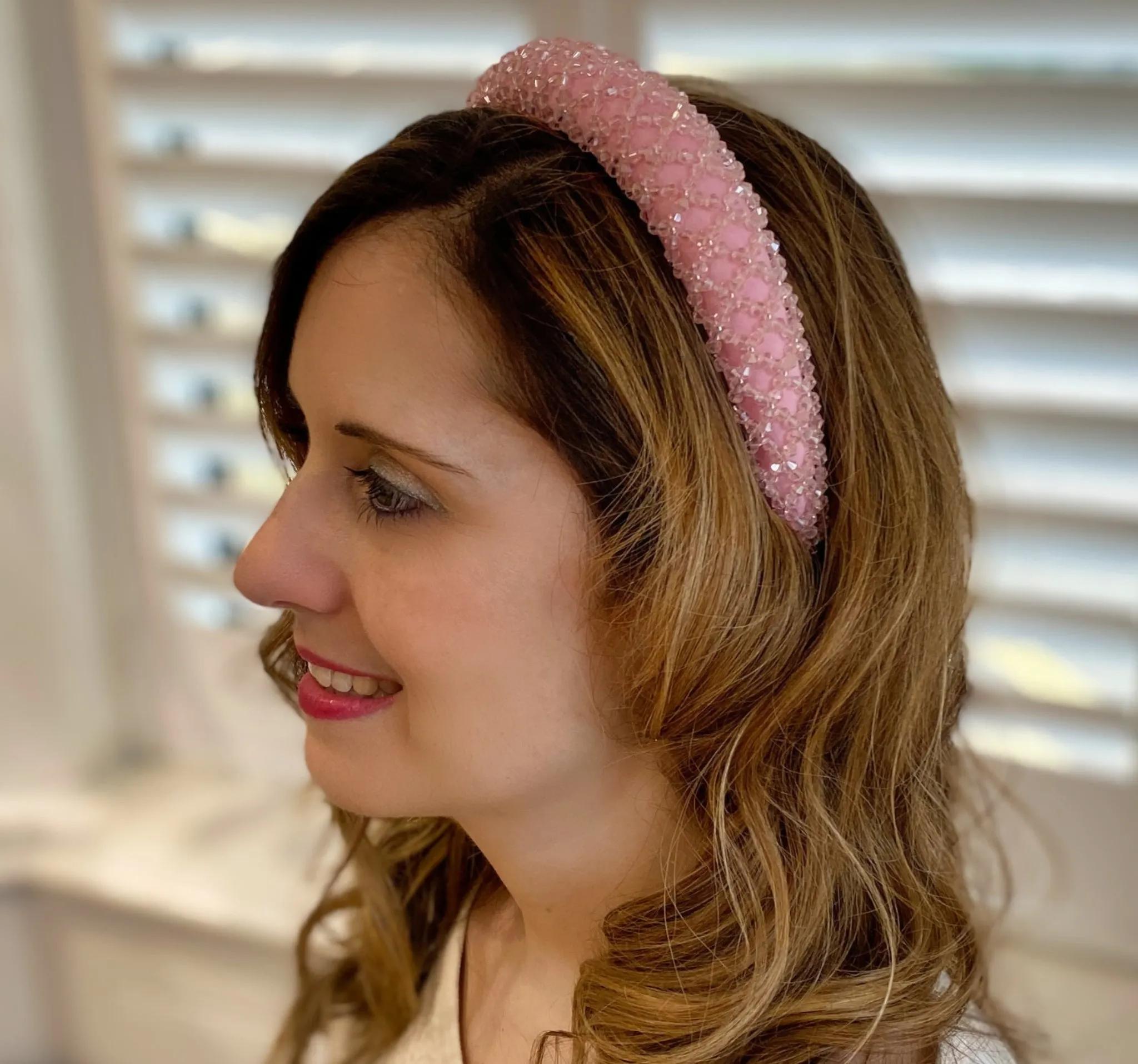 Pink Sparkly Headband Beaded Headband