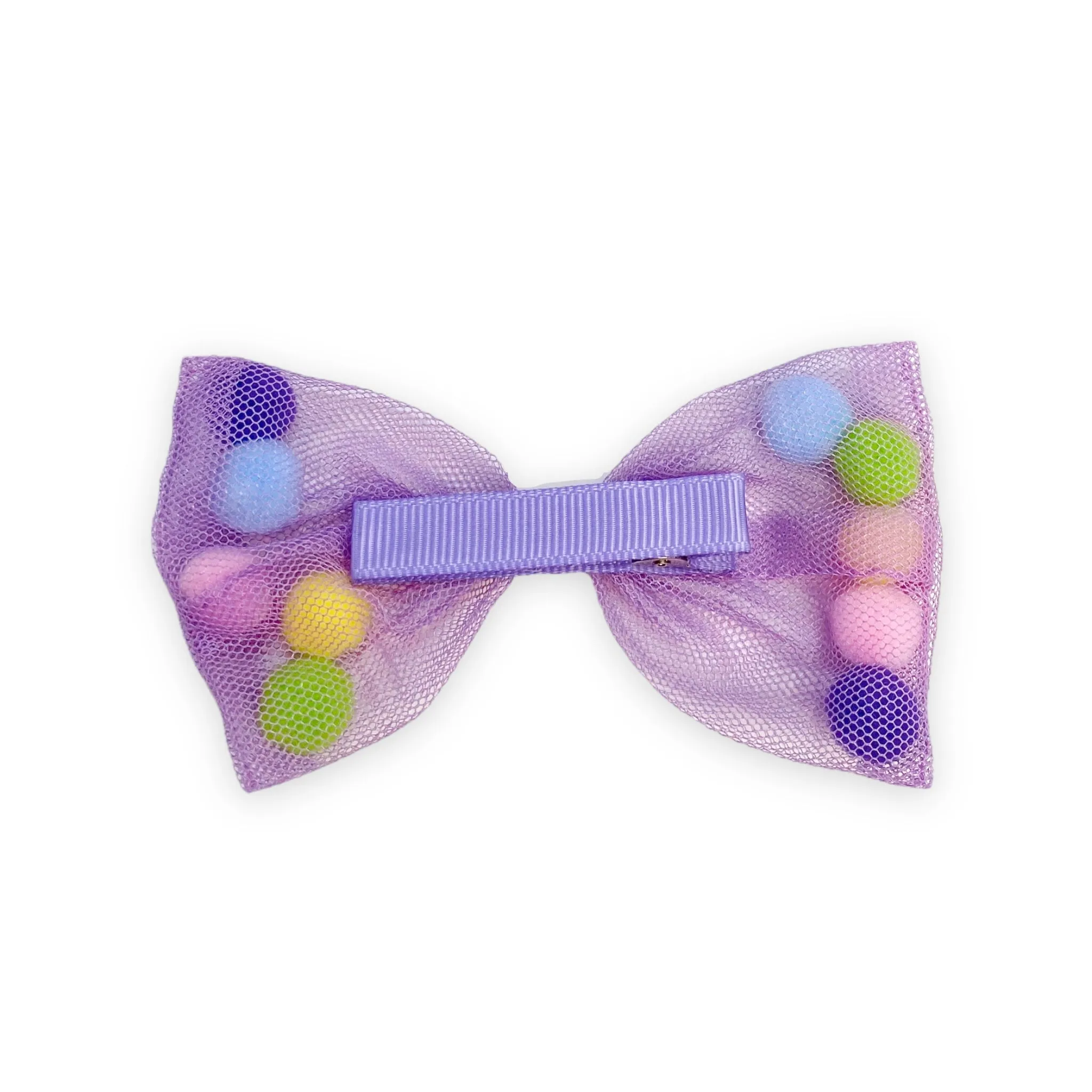 Pom pom Mesh Bow Hair Clip