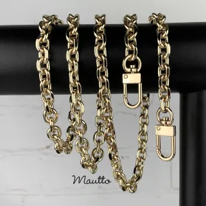 Rolo Chain with Diamond Cut Accents, Light Gold-tone Finish - 3/8 inch (9mm) Wide Luxury Chain Strap - Handle to Crossbody Lengths