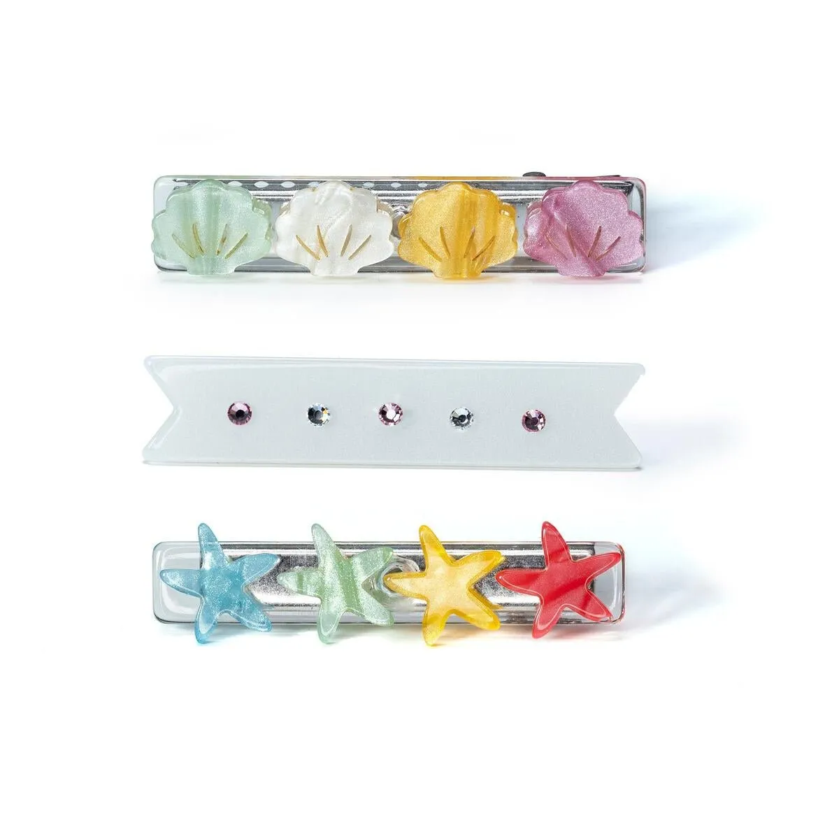 SEASHELLS PEARLIZED ALLIGATOR CLIPS (SET OF 3)