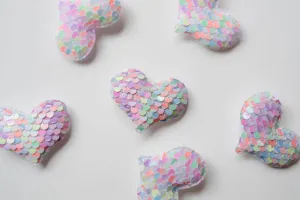 Sequin Hair Clip Set - Pastel: Heart - Round Sequin