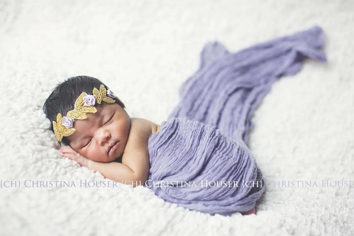 SET Violet Purple and White Cheesecloth Baby Wraps Cheese Cloth