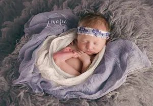SET Violet Purple and White Cheesecloth Baby Wraps Cheese Cloth