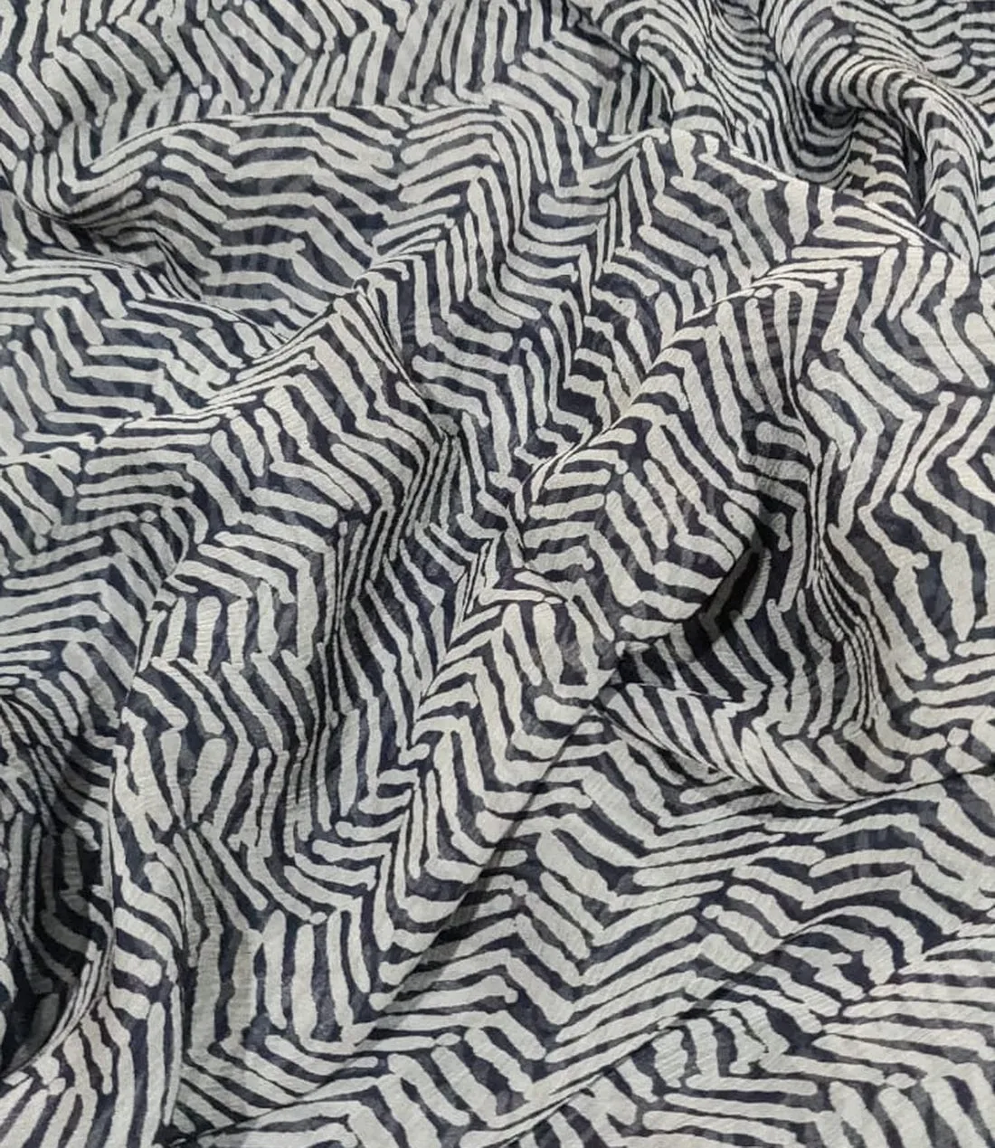 silk chiffon grey and black print 44&quot; wide.