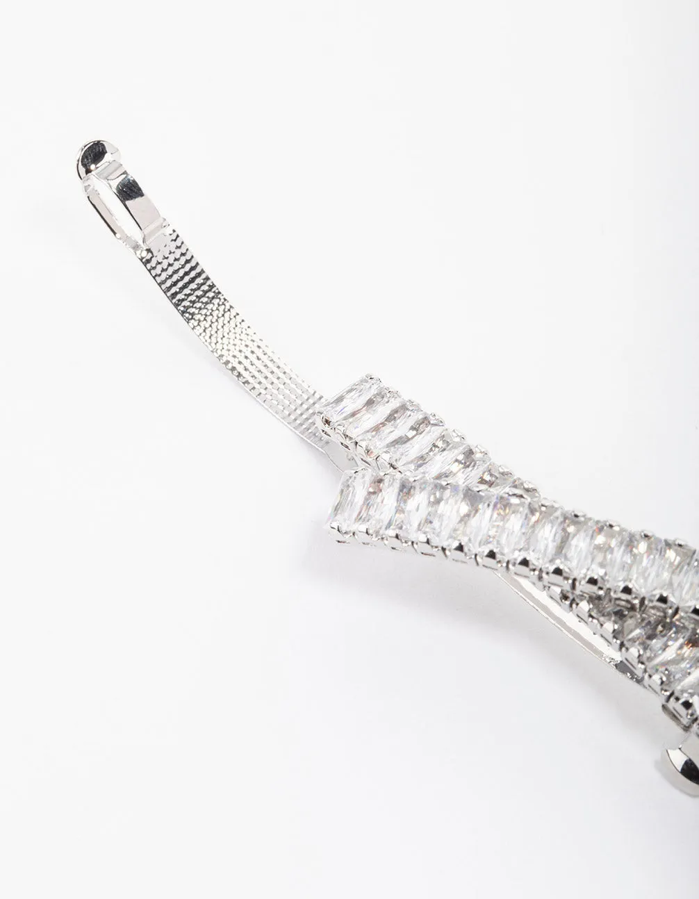Silver Cubic Zirconia Criss Cross Celestial Hair Clip