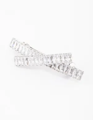 Silver Cubic Zirconia Criss Cross Celestial Hair Clip