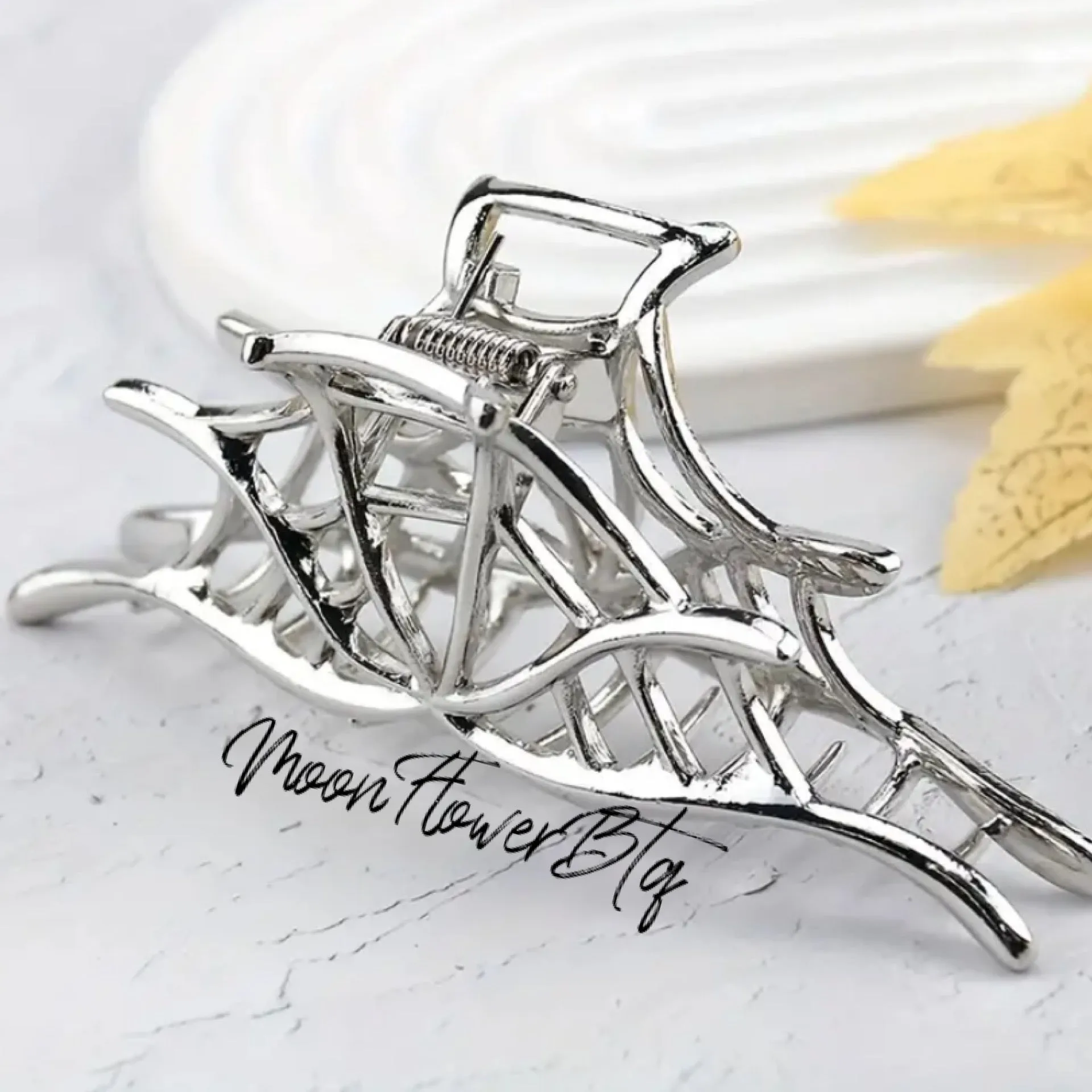 Silver Metal Spiderweb Hair Clip