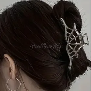 Silver Metal Spiderweb Hair Clip