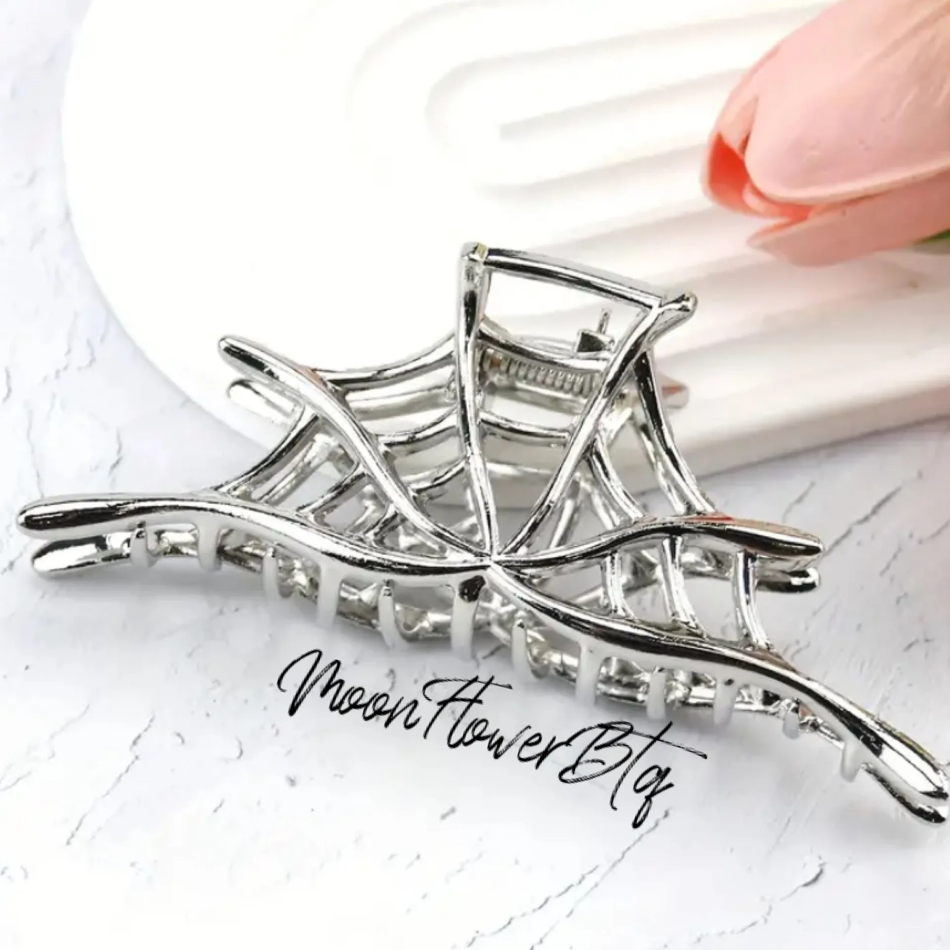 Silver Metal Spiderweb Hair Clip