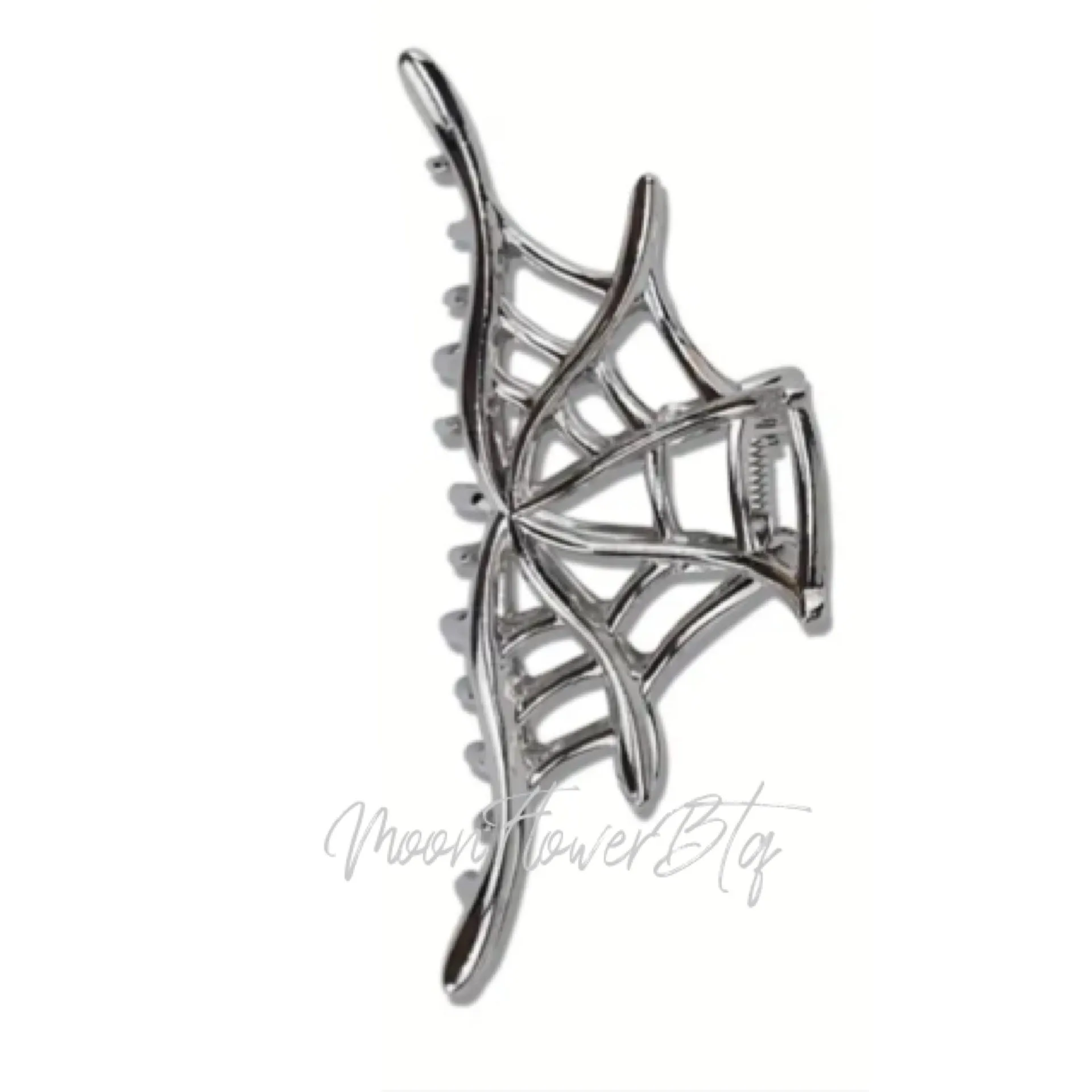 Silver Metal Spiderweb Hair Clip
