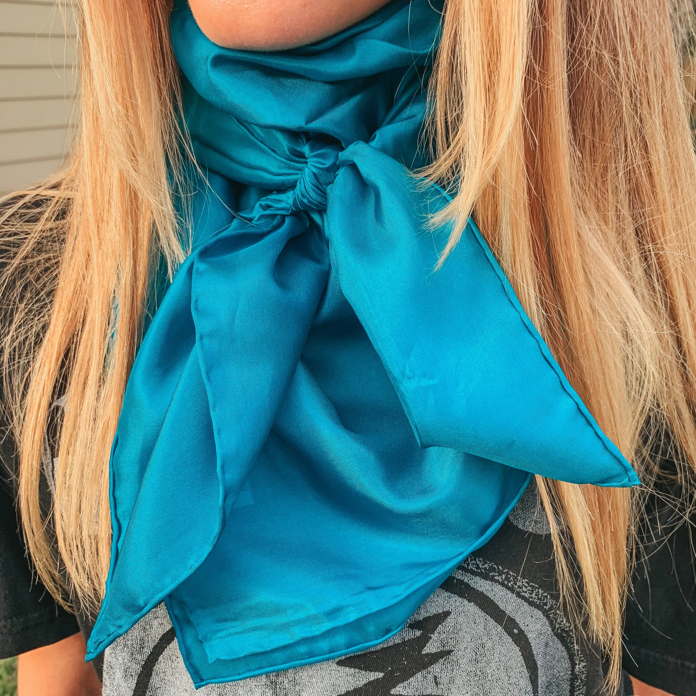 Solid Silk Wild Rag in Aqua