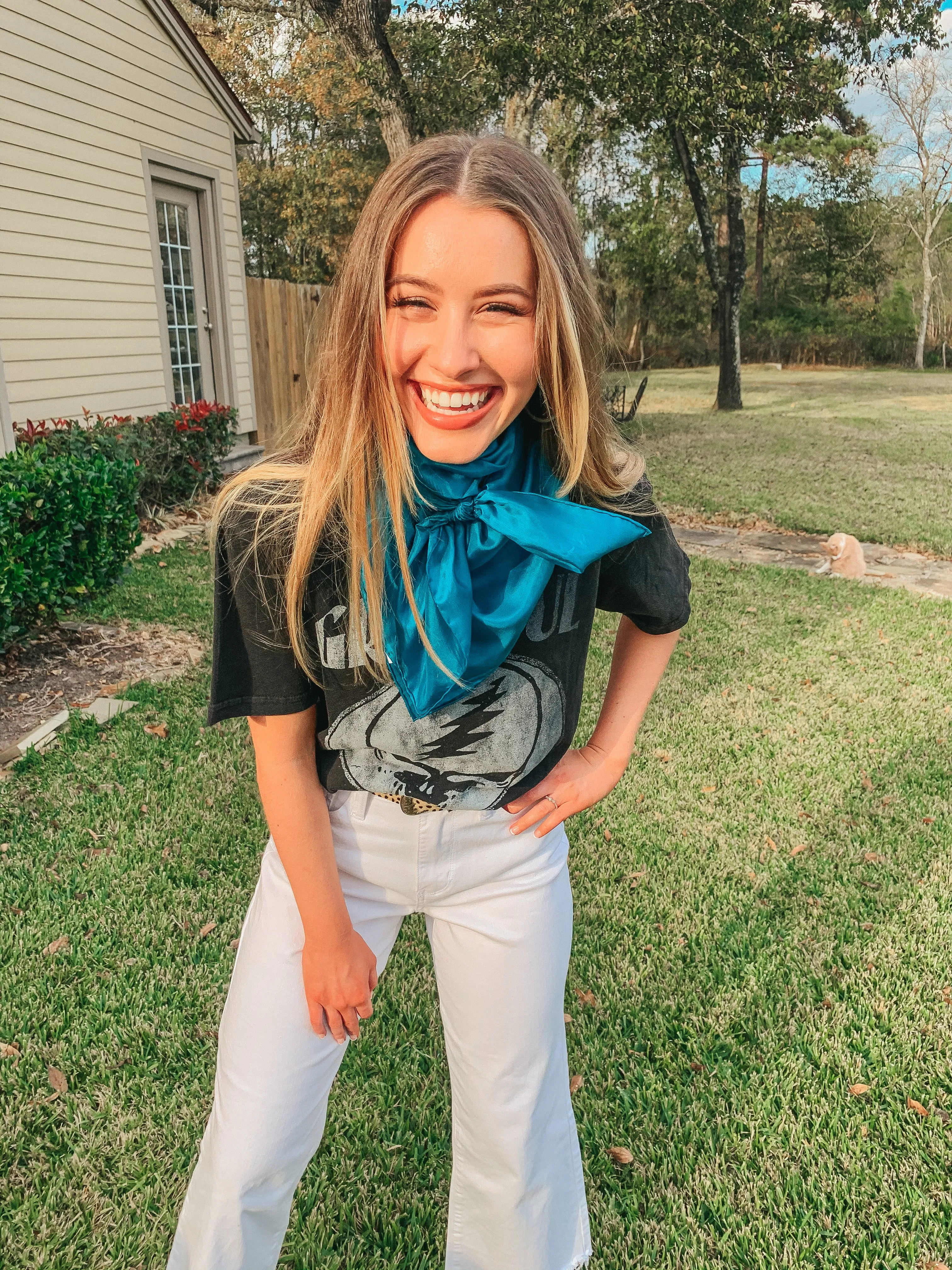 Solid Silk Wild Rag in Aqua