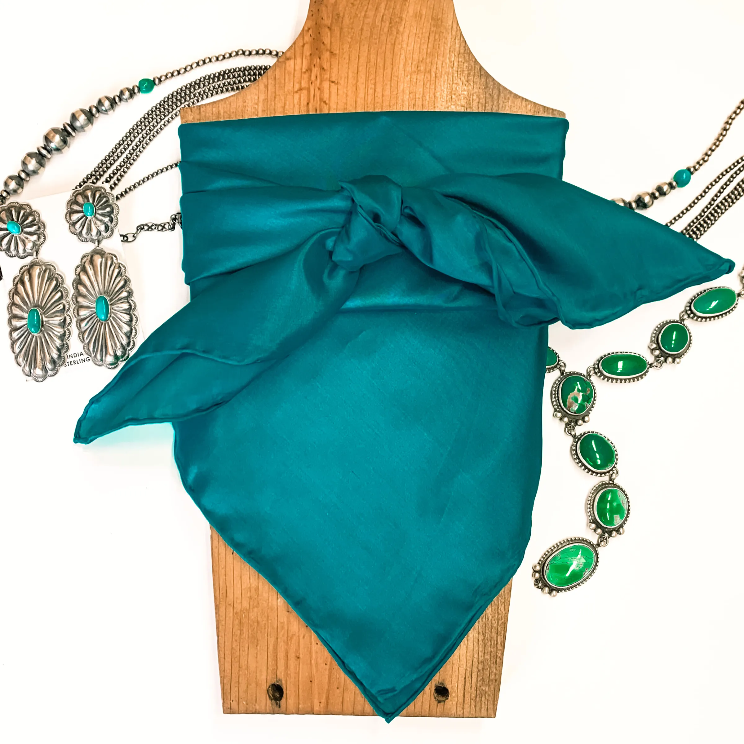 Solid Silk Wild Rag in Aqua