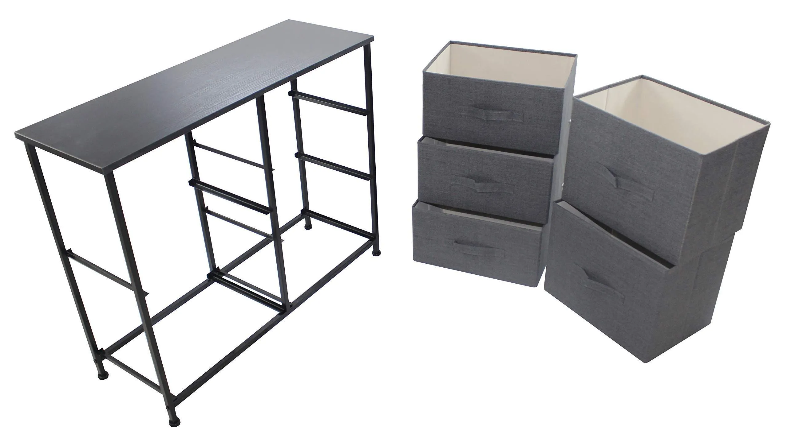 Sorbus Dresser with 5 Drawers - Furniture Storage Tower Unit for Bedroom, Hallway, Closet, Office Organization - Steel Frame, Wood Top, Easy Pull Fabric Bins (Black/Charcoal)
