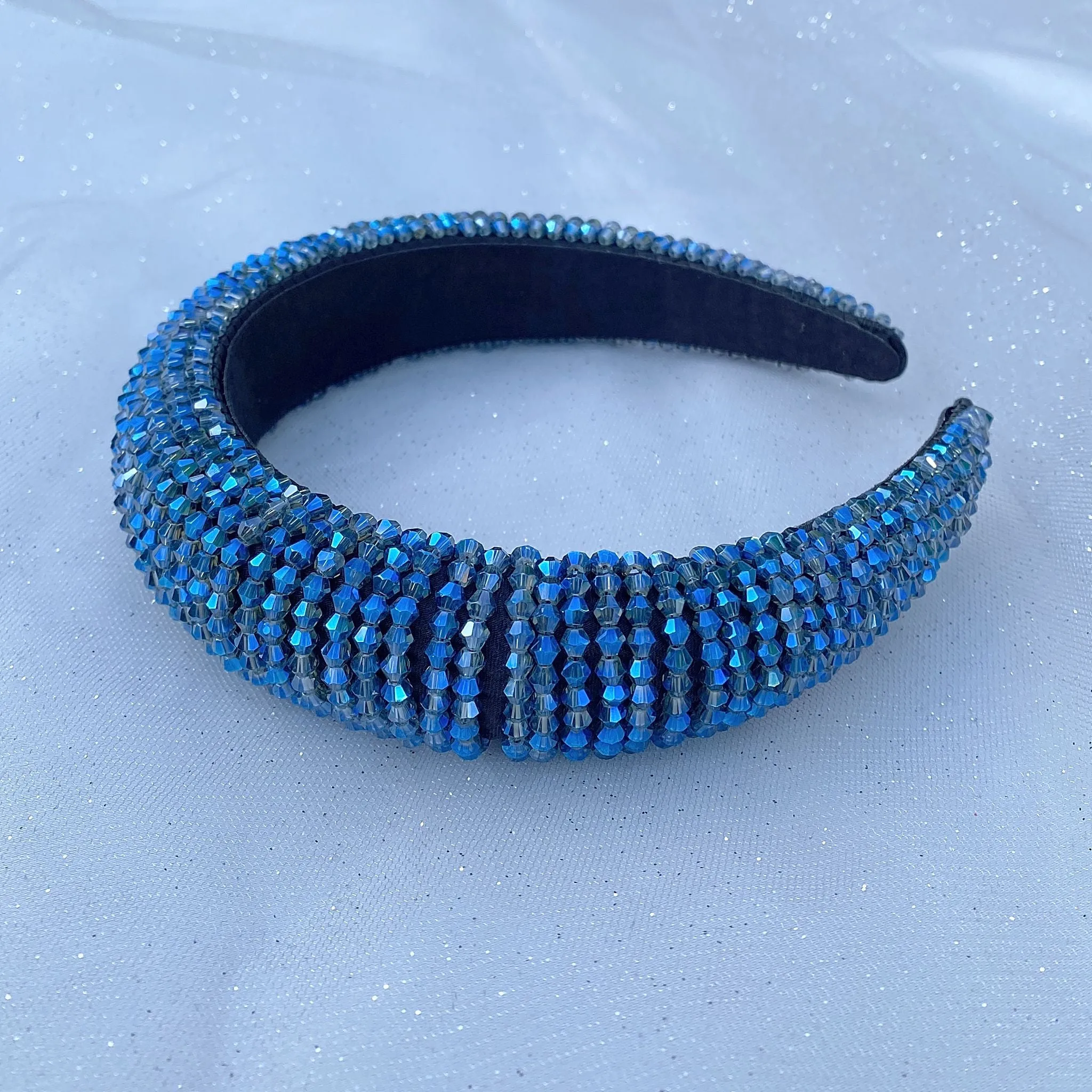 Sparkly Headband in Navy Blue Beaded