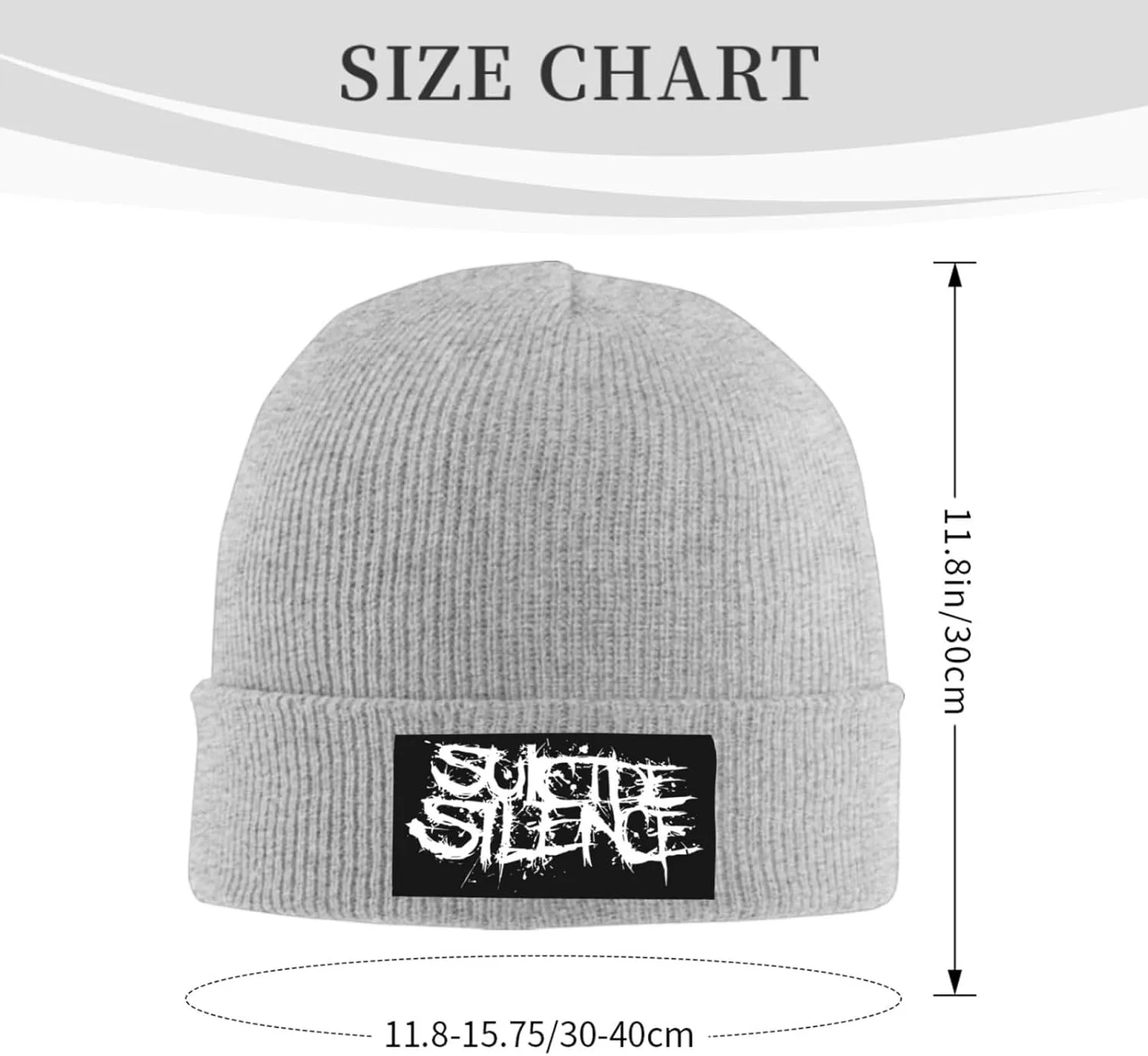 Suicide Music Silence Knit Cuffed Beanie Hat Warm Beanies Soft Slouchy Winter Hats Men's Women's Daily Caps Black