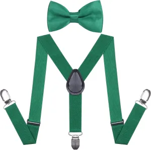 Suspenders Bow Tie for Boys and Girls Strong Metal Clips Adjustable Design Elastic Suspender Classic Accessory Set
