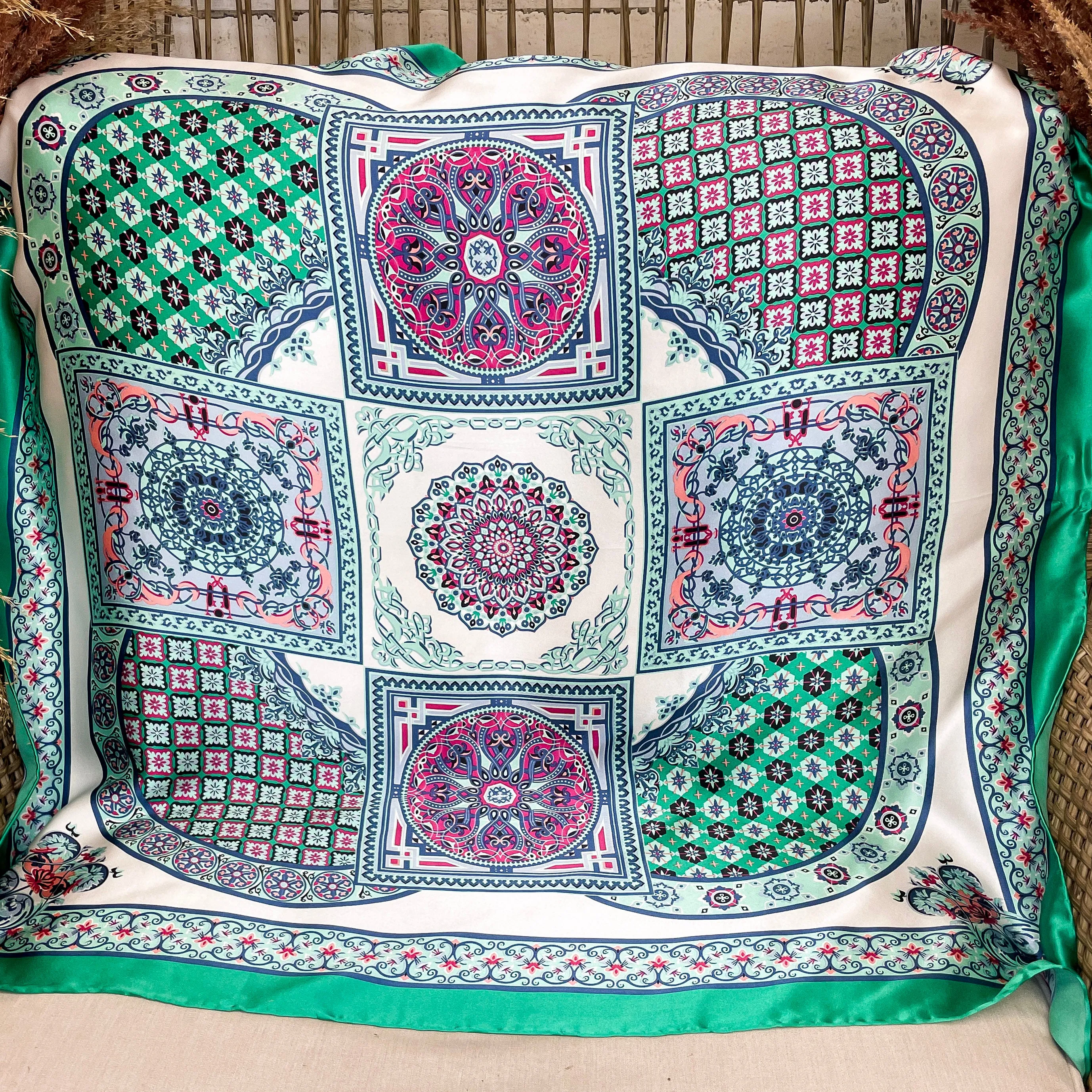 Taj Mahal Charmeuse Silk Wild Rag Green