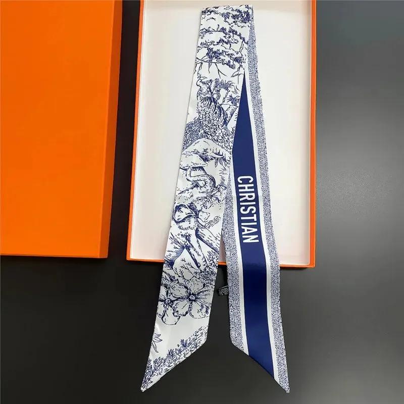 Tarot Elephant Plant Flowers Silk Scarf Handbag Wrap Women