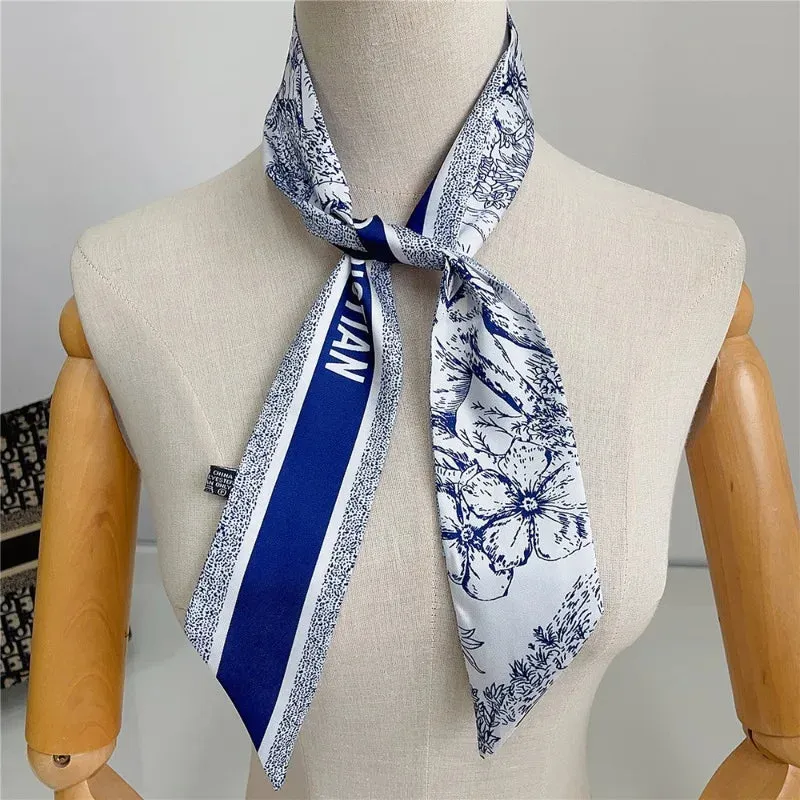 Tarot Elephant Plant Flowers Silk Scarf Handbag Wrap Women