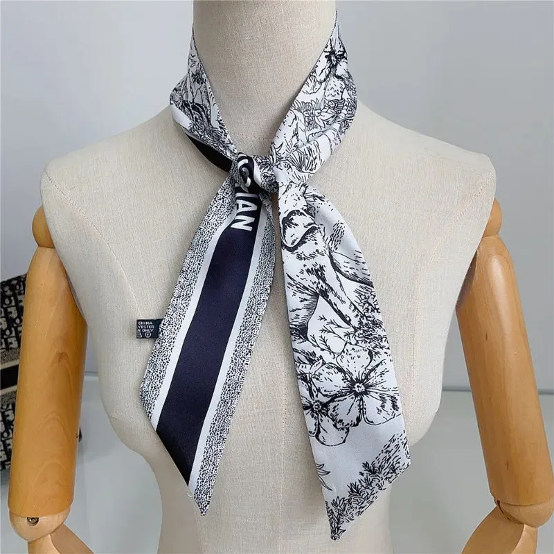 Tarot Elephant Plant Flowers Silk Scarf Handbag Wrap Women