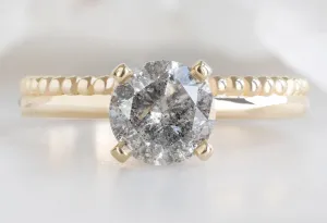 The Duo Beaded Band Ring with a 1.22ct Round Salt and Pepper Diamond