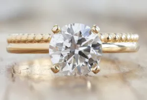 The Duo Beaded Band Ring with a 1.40ct Round Lab Grown Diamond