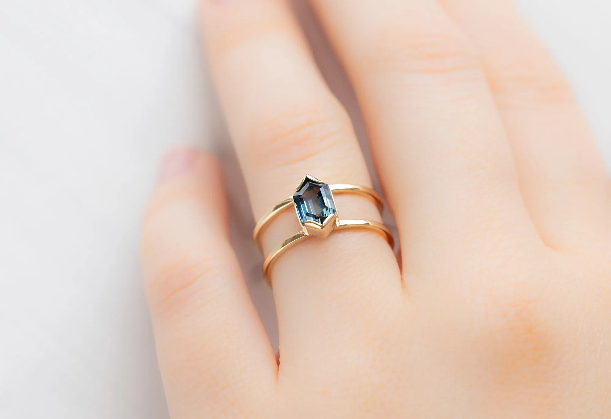 The Poppy Ring with a 1.24ct Sapphire Hexagon