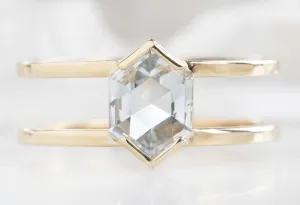 The Poppy Ring with a .59ct White Hexagon Diamond
