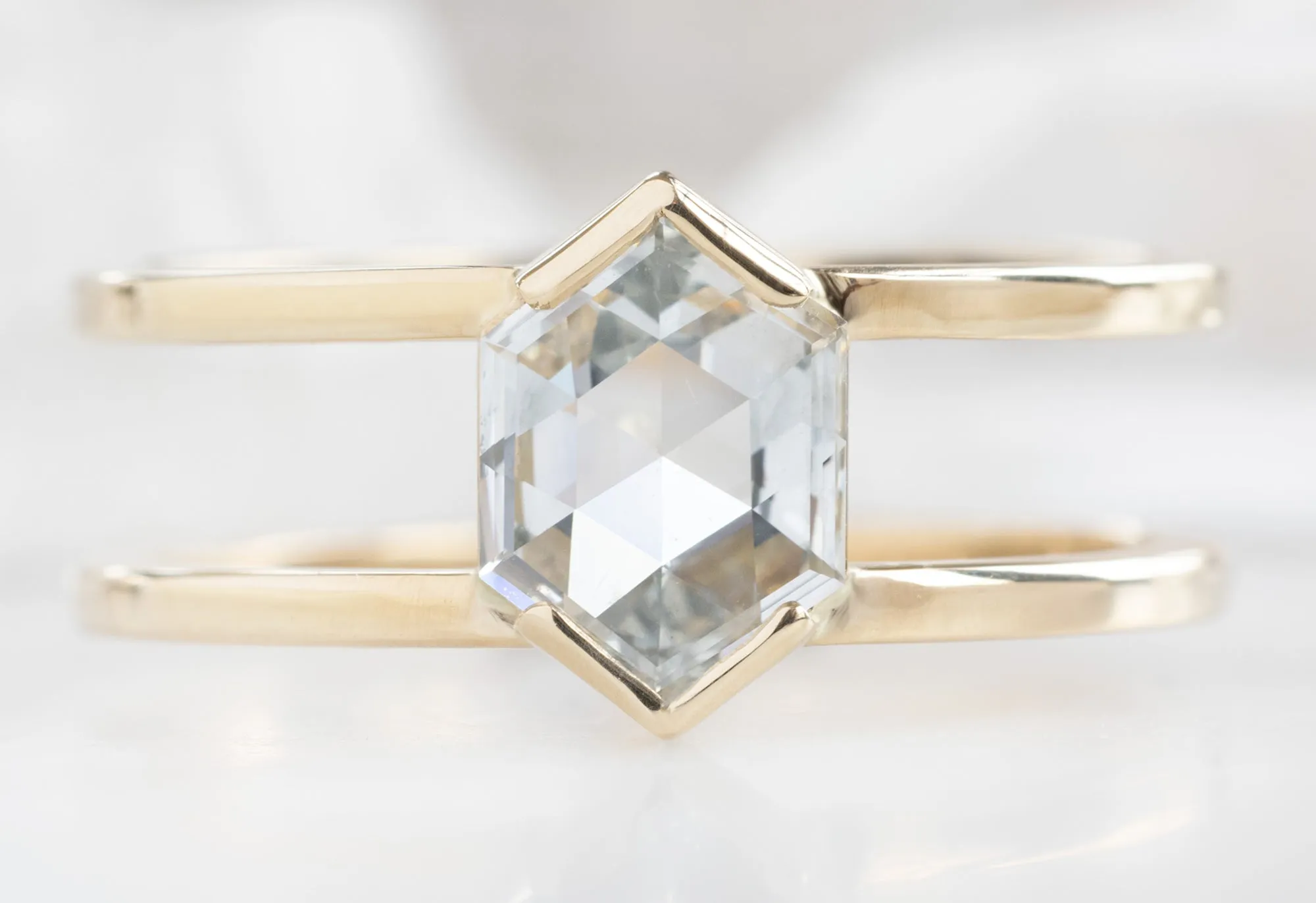 The Poppy Ring with a .59ct White Hexagon Diamond