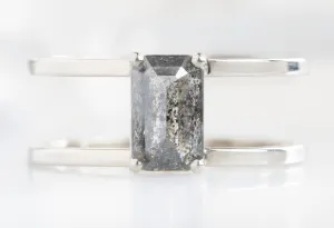 The Poppy Ring with a .99ct Emerald-Cut Salt and Pepper Diamond