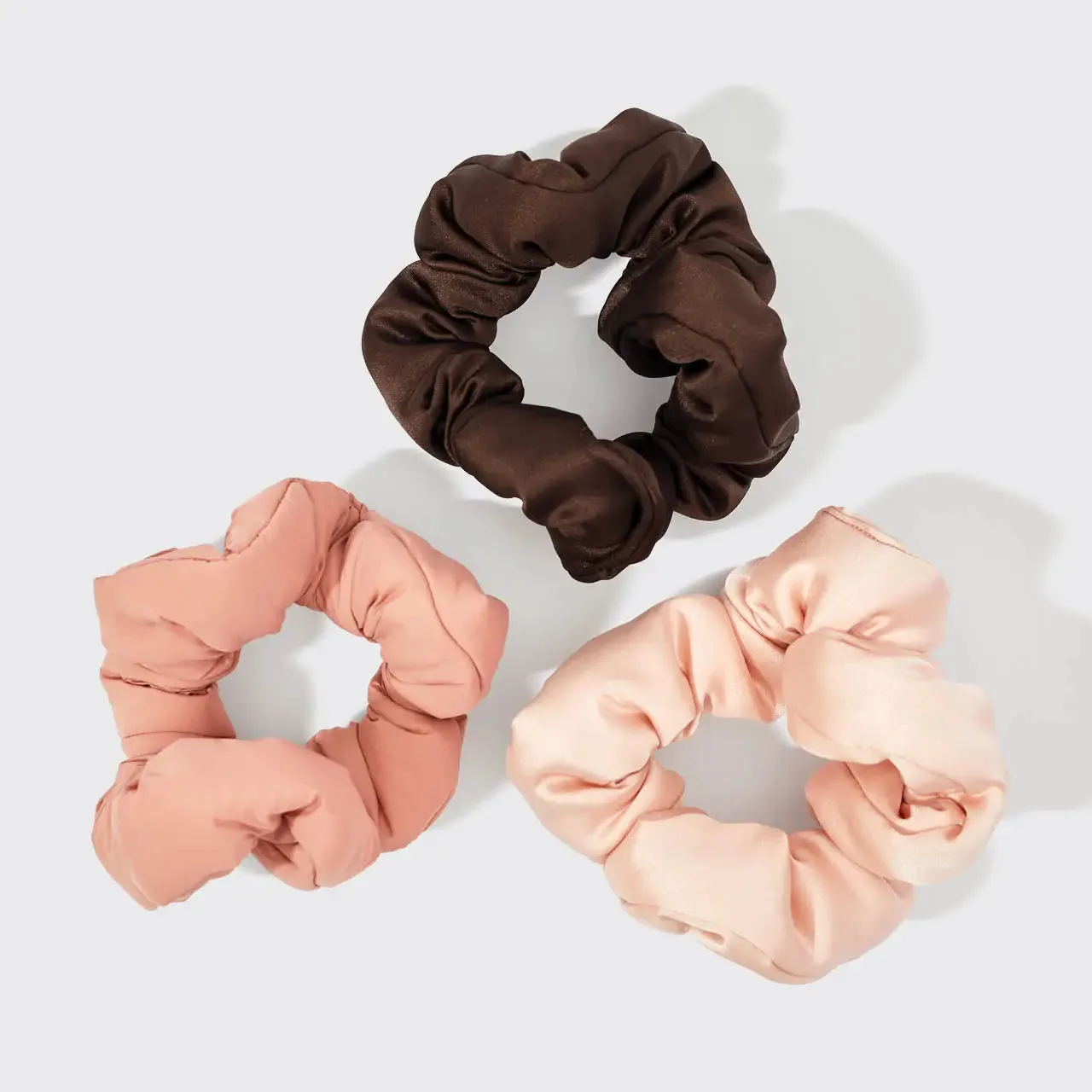 The Recycled Fabric Cloud Scrunchies (Set of 3) - Rosewood