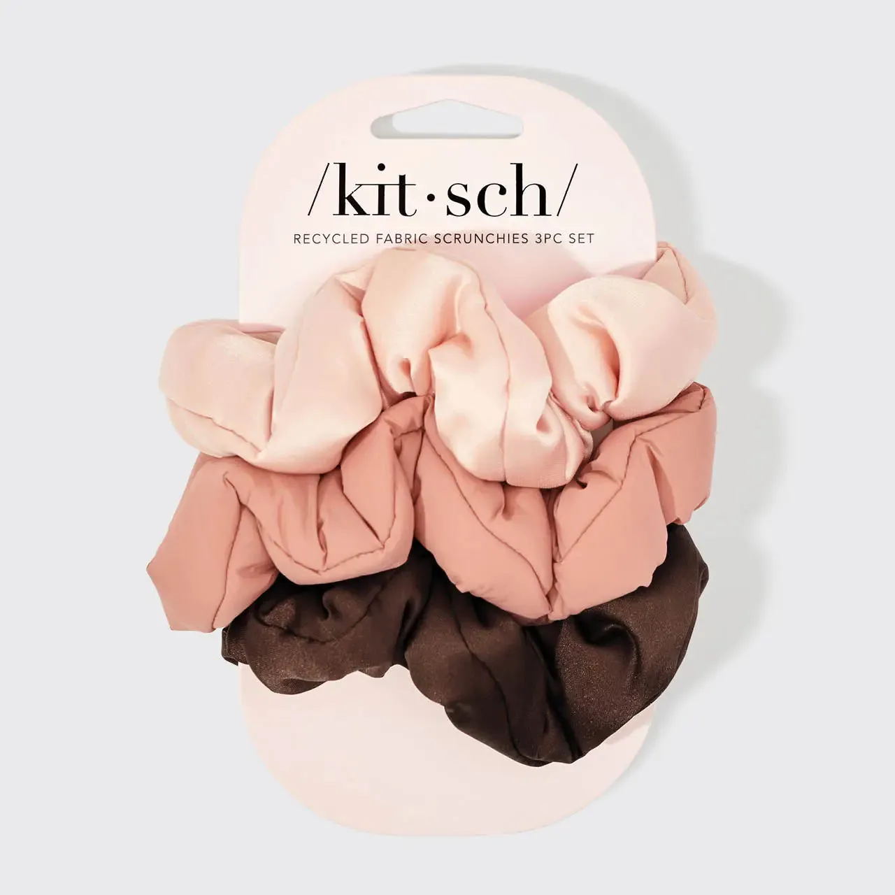 The Recycled Fabric Cloud Scrunchies (Set of 3) - Rosewood