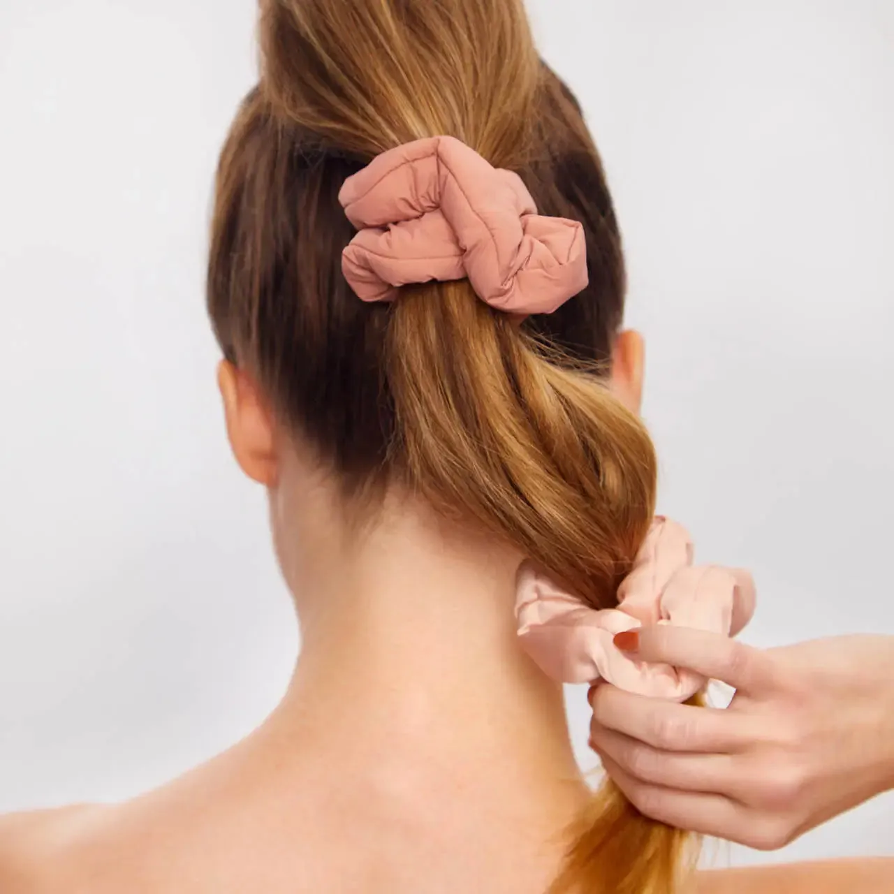 The Recycled Fabric Cloud Scrunchies (Set of 3) - Rosewood