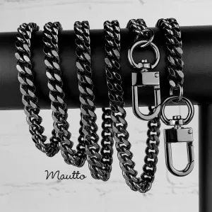Thick Fancy Link Curb Chain with Diamond Cut Accents, Gunmetal Finish - 3/8 inch (9mm) Wide Luxury Chain Strap - Handle to Crossbody Lengths