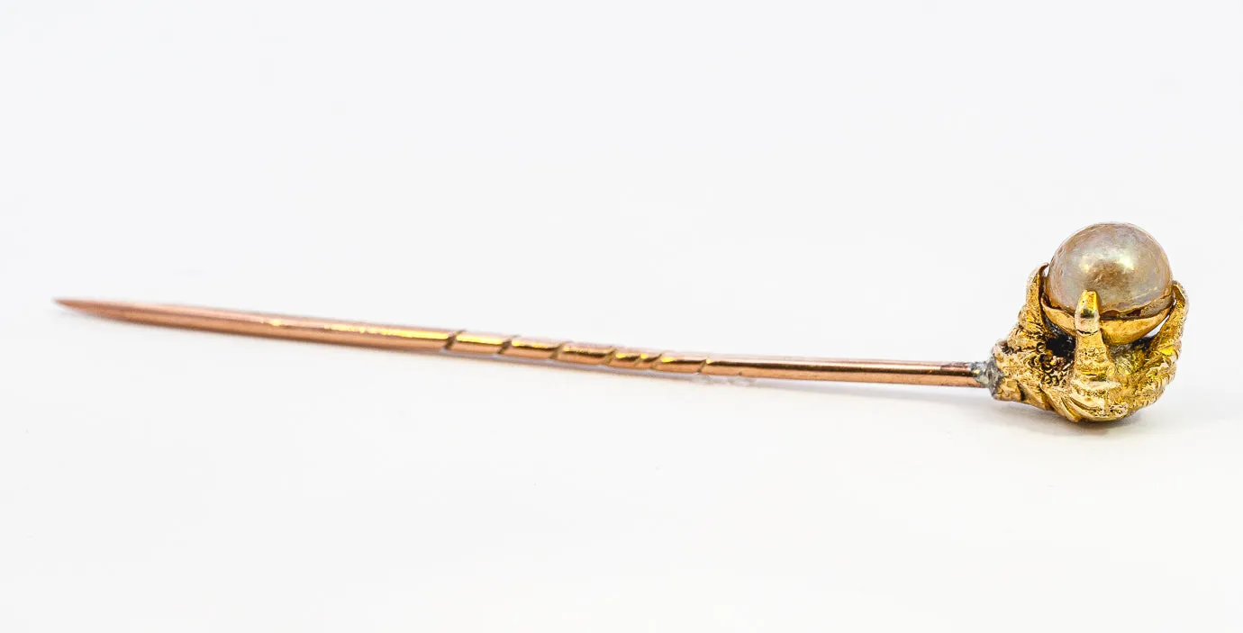Vintage Claw-Holding Pearl Pin - Elegant and Unique