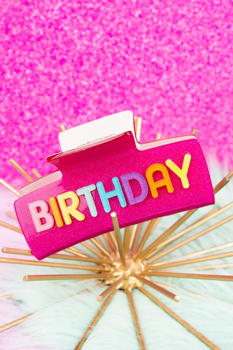Viola Colorful 'Birthday' Fuchsia Glitter Hair Claw