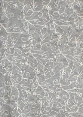 white silk chiffon silk embroidered 44" wide [318]