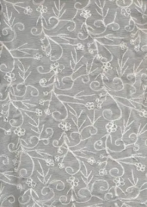white silk chiffon silk embroidered 44" wide [318]