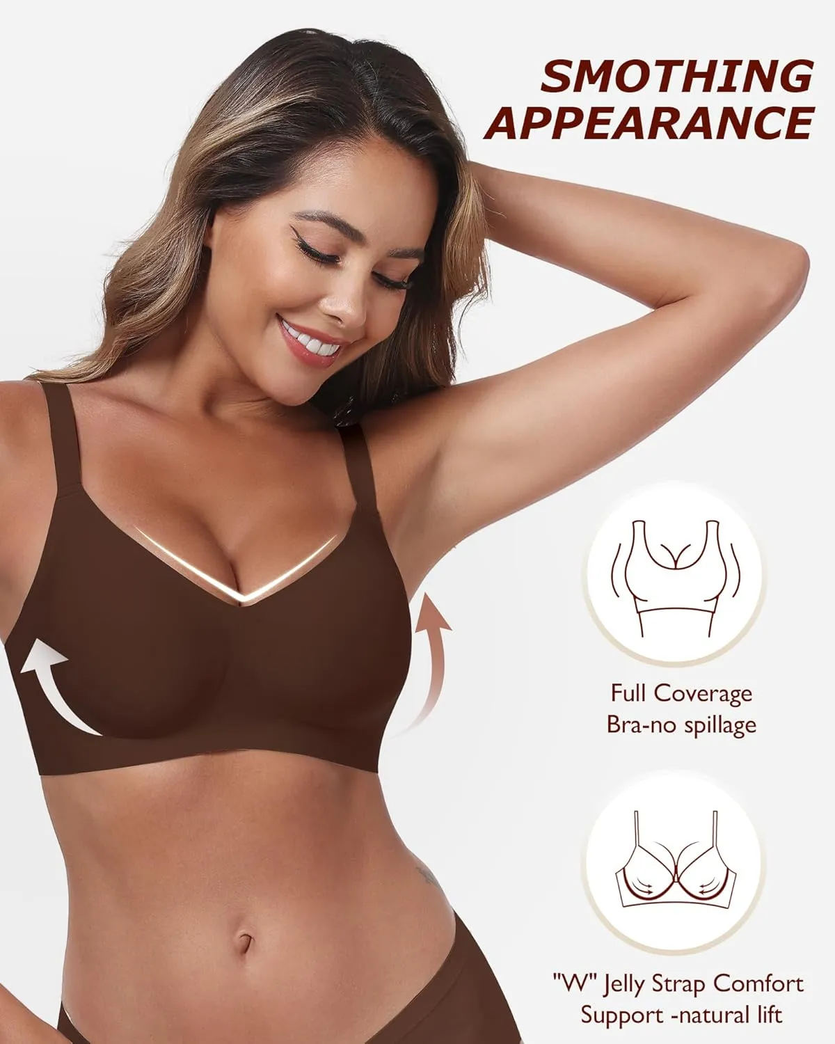 Wireless Comfortable Seamless Soft Bras for Women Full Coverage Push Up Everyday No Show Bra with Support and Lift