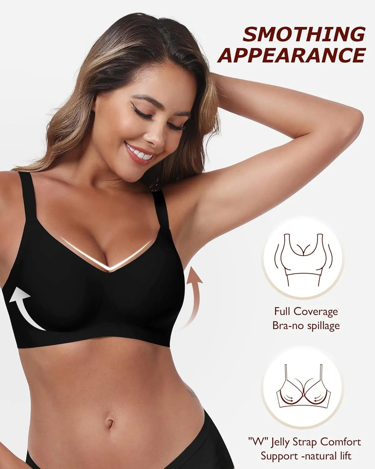 Wireless Comfortable Seamless Soft Bras for Women Full Coverage Push Up Everyday No Show Bra with Support and Lift