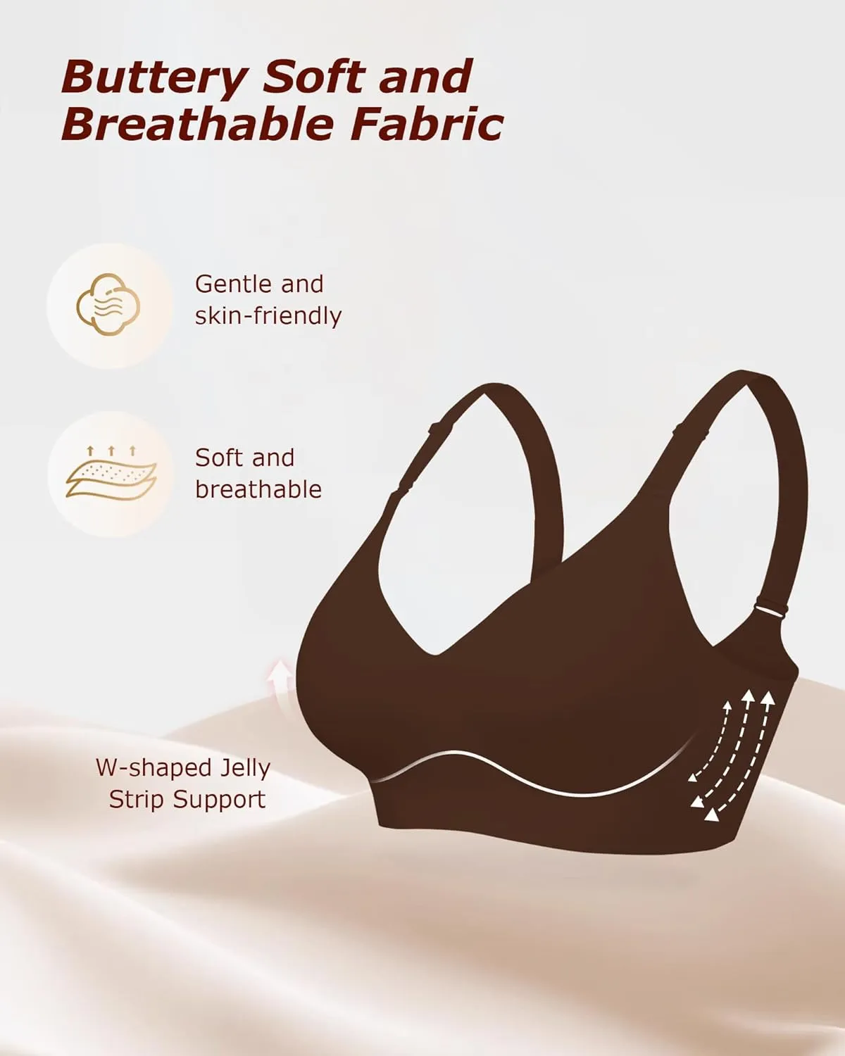 Wireless Comfortable Seamless Soft Bras for Women Full Coverage Push Up Everyday No Show Bra with Support and Lift