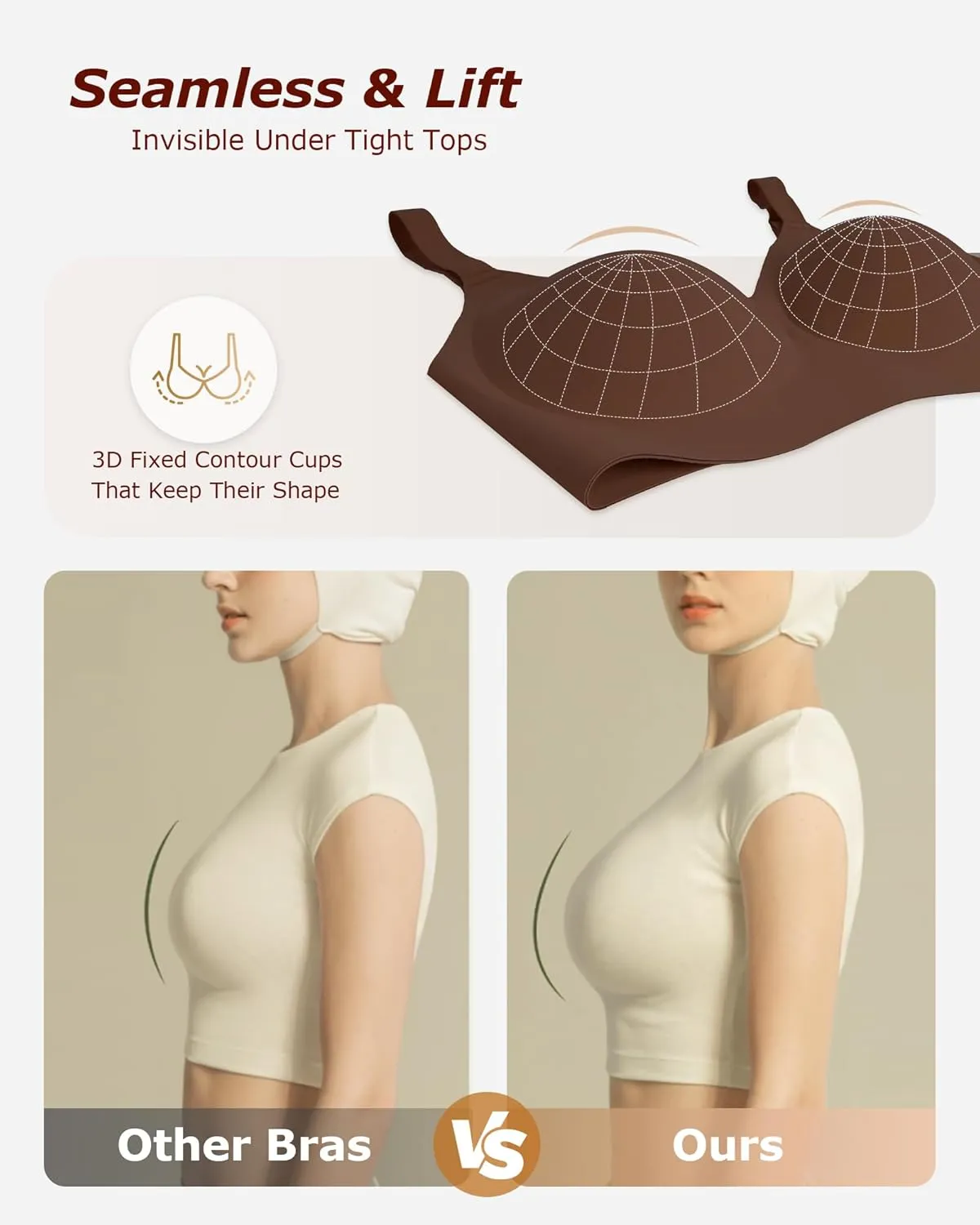 Wireless Comfortable Seamless Soft Bras for Women Full Coverage Push Up Everyday No Show Bra with Support and Lift