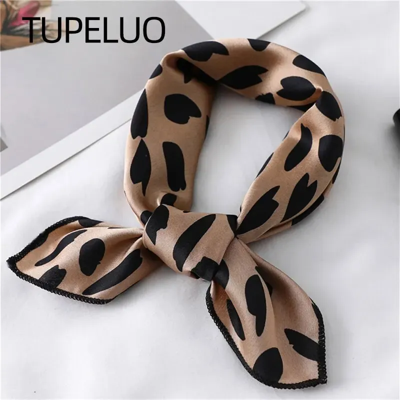 Women Small Satin Silk Scarf Square Print Wrap for Elegant Style