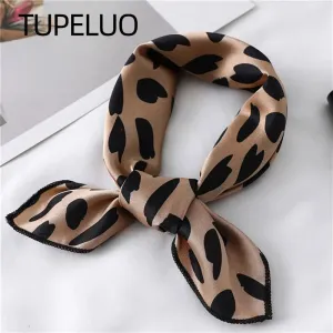 Women Small Satin Silk Scarf Square Print Wrap for Elegant Style