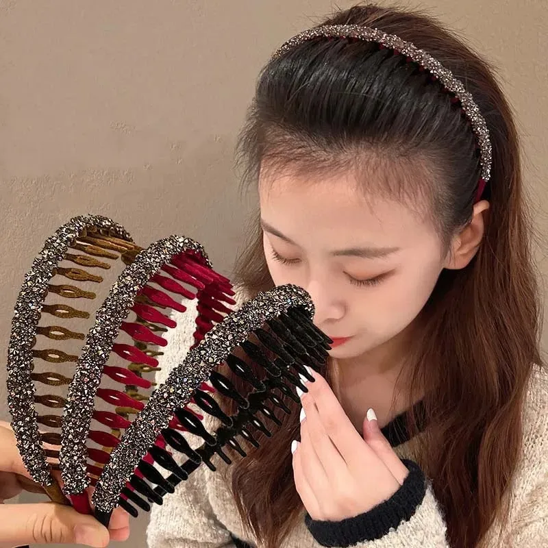 Women's Elegant and Non-slip Rhinestone Decor Hairbands