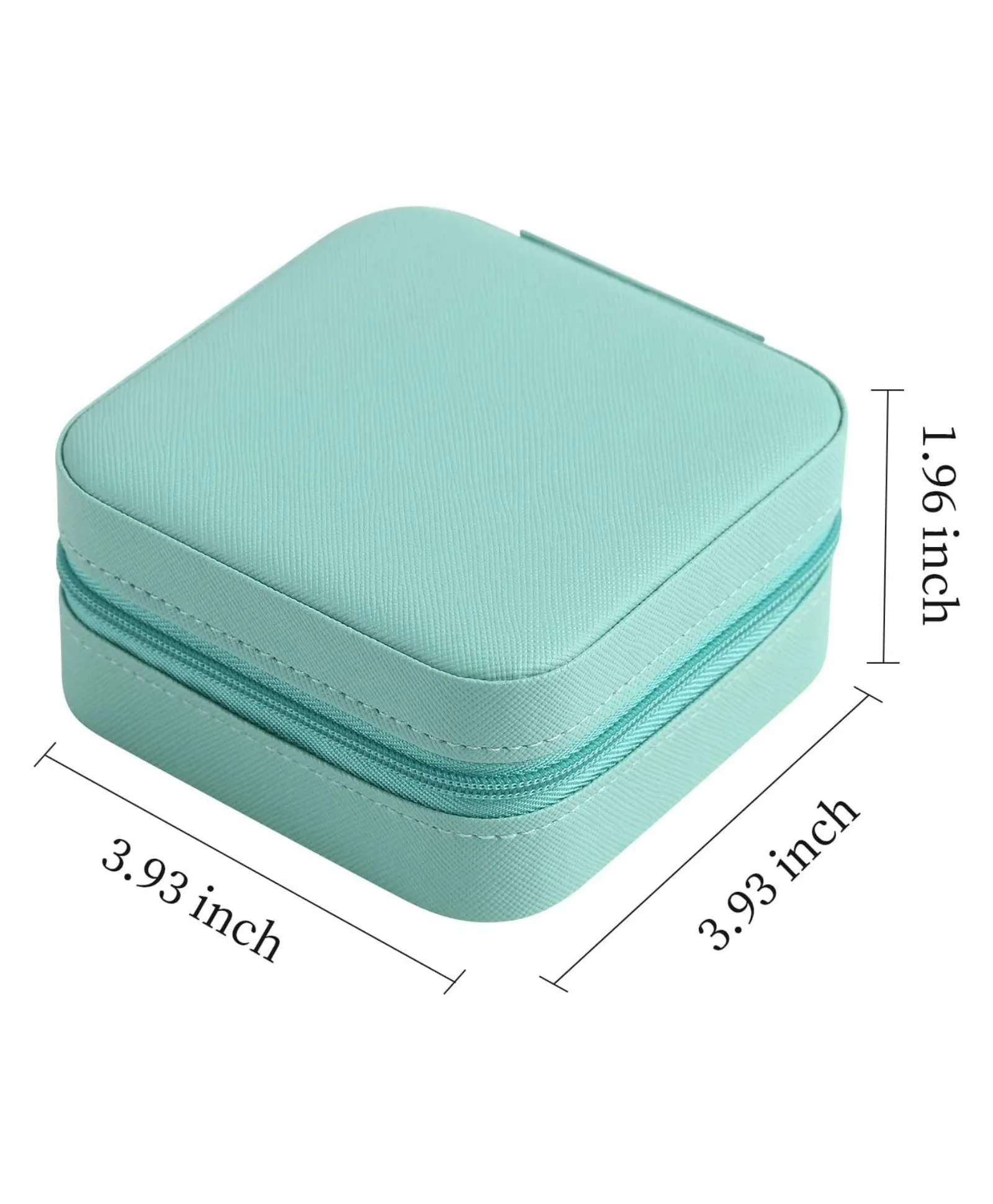 ZARDER - Jewellery Organiser PU Leather Zipper Portable Storage Box-Blue ( Only Box )