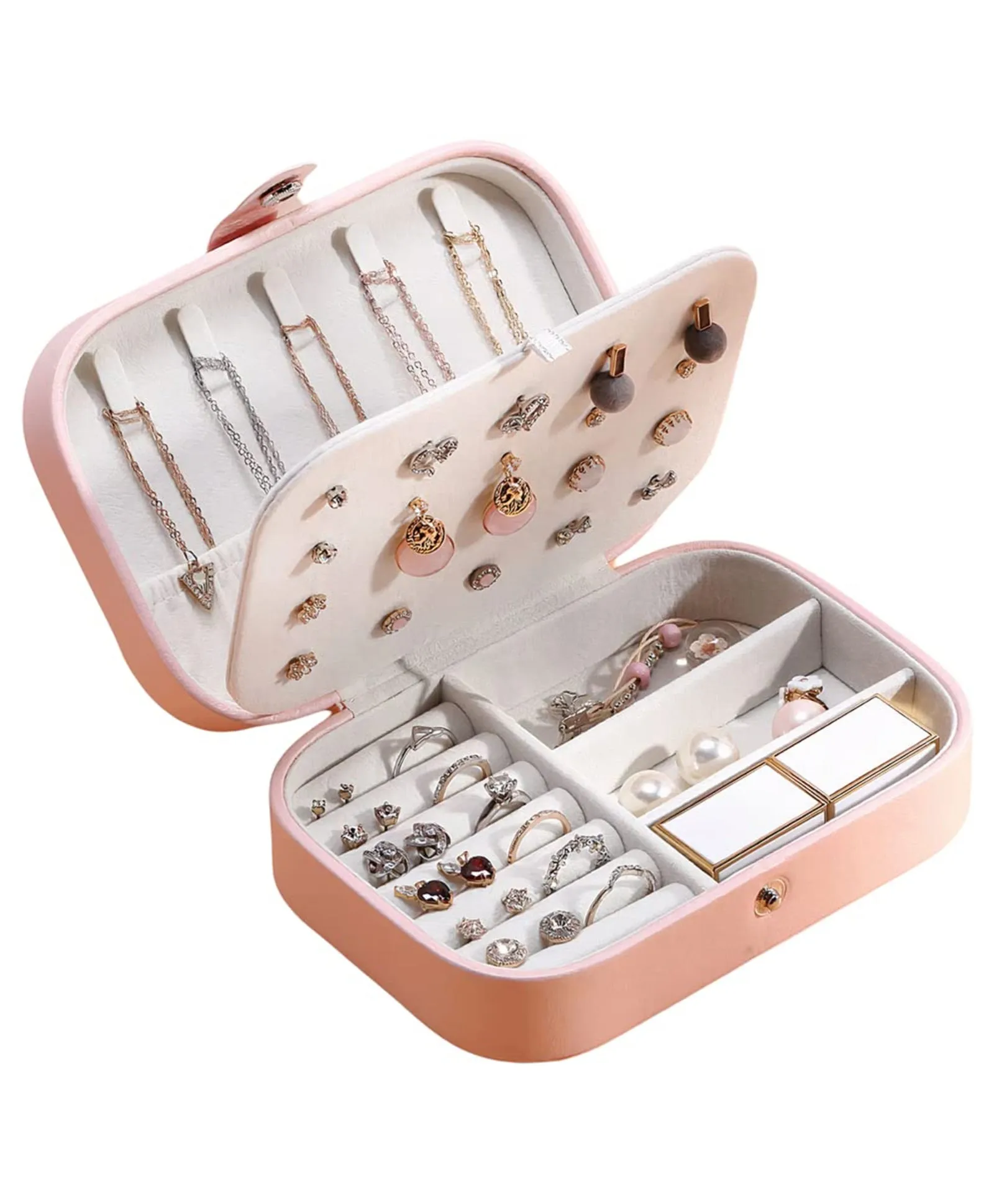 ZARDER - Jewellery Organiser PU Leather Zipper Portable Storage Box ( Only Box )