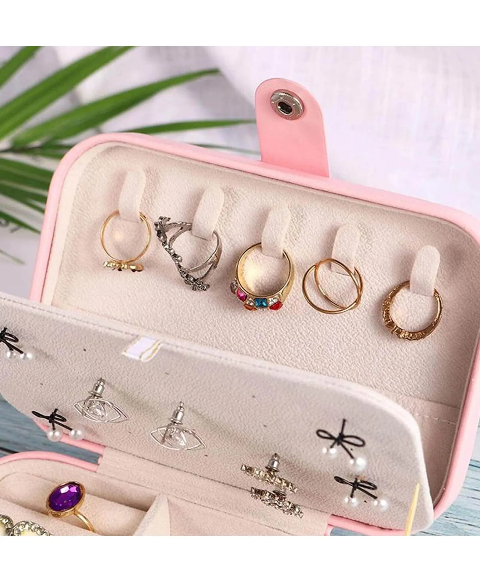 ZARDER - Jewellery Organiser PU Leather Zipper Portable Storage Box ( Only Box )